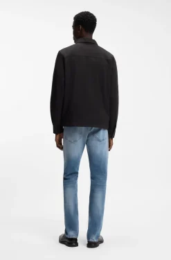 Oversized-fit shirt in stretch-cotton seersucker