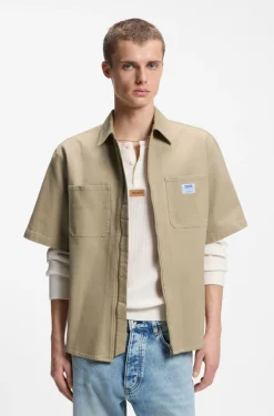 Oversized-fit shirt in stretch cotton