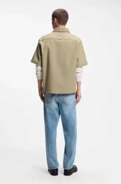 Oversized-fit shirt in stretch cotton