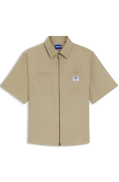 Oversized-fit shirt in stretch cotton