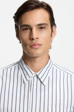 Oversized-fit shirt in striped cotton poplin