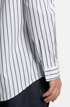 Oversized-fit shirt in striped cotton poplin