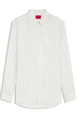 Oversized-fit shirt in striped canvas