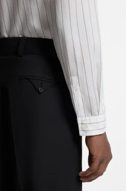 Oversized-fit shirt in striped canvas