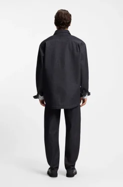 Oversized-fit shirt in weighty dark-blue denim