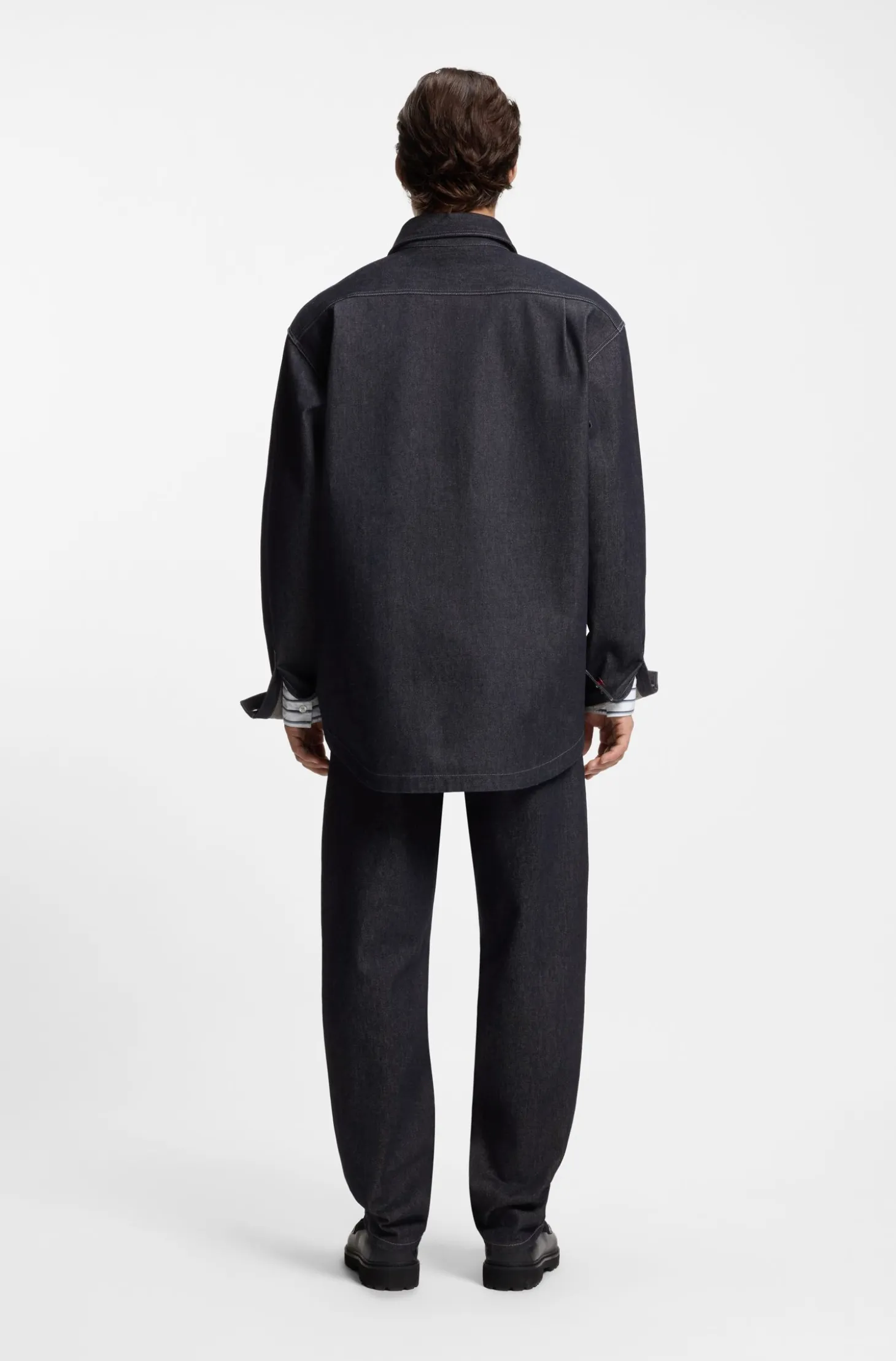 Oversized-fit shirt in weighty dark-blue denim
