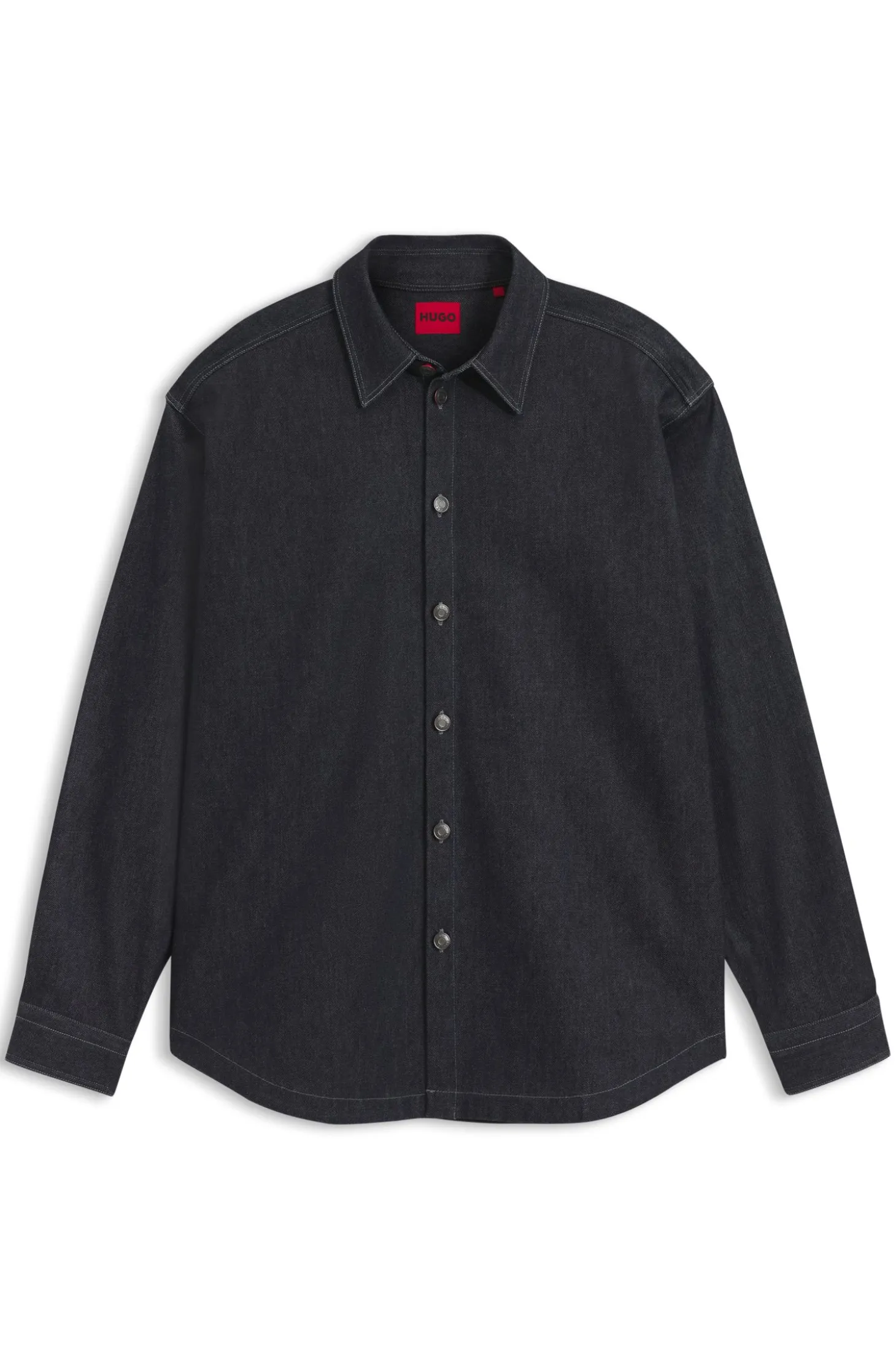 Oversized-fit shirt in weighty dark-blue denim