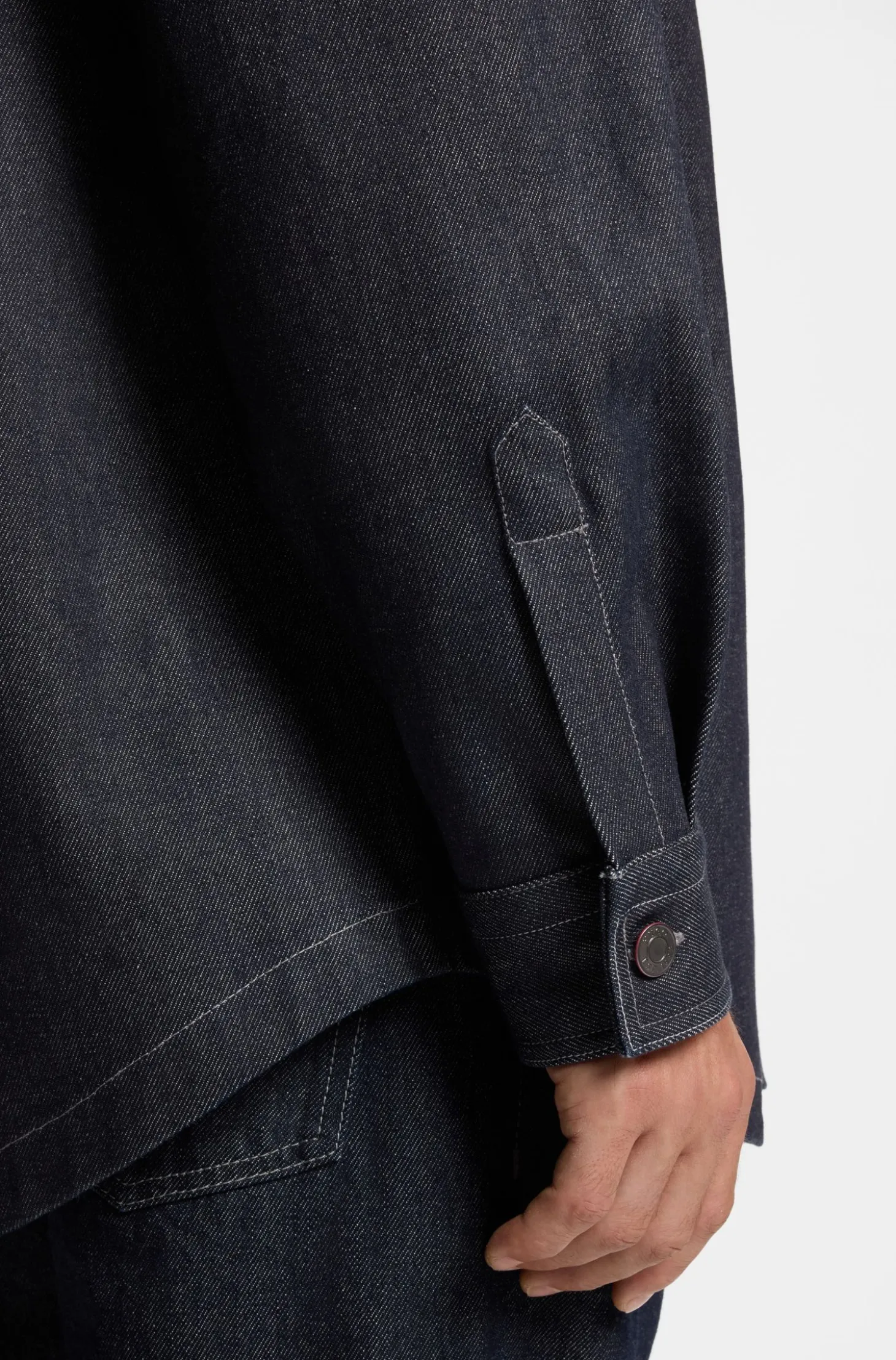 Oversized-fit shirt in weighty dark-blue denim