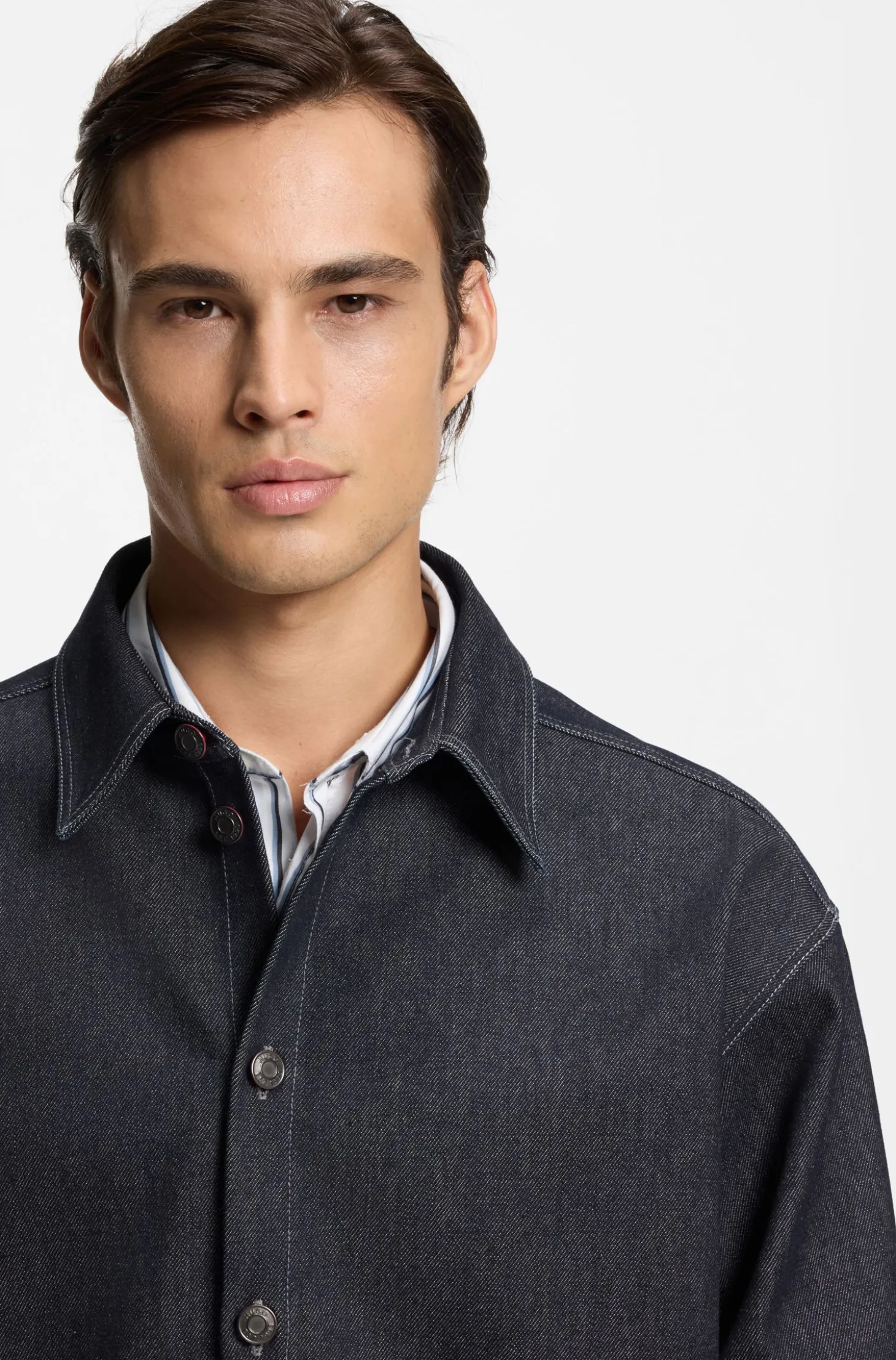 Oversized-fit shirt in weighty dark-blue denim