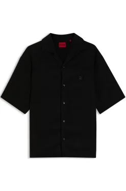 Oversized-fit shirt with stacked-logo trim