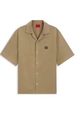 Oversized-fit shirt with stacked-logo trim