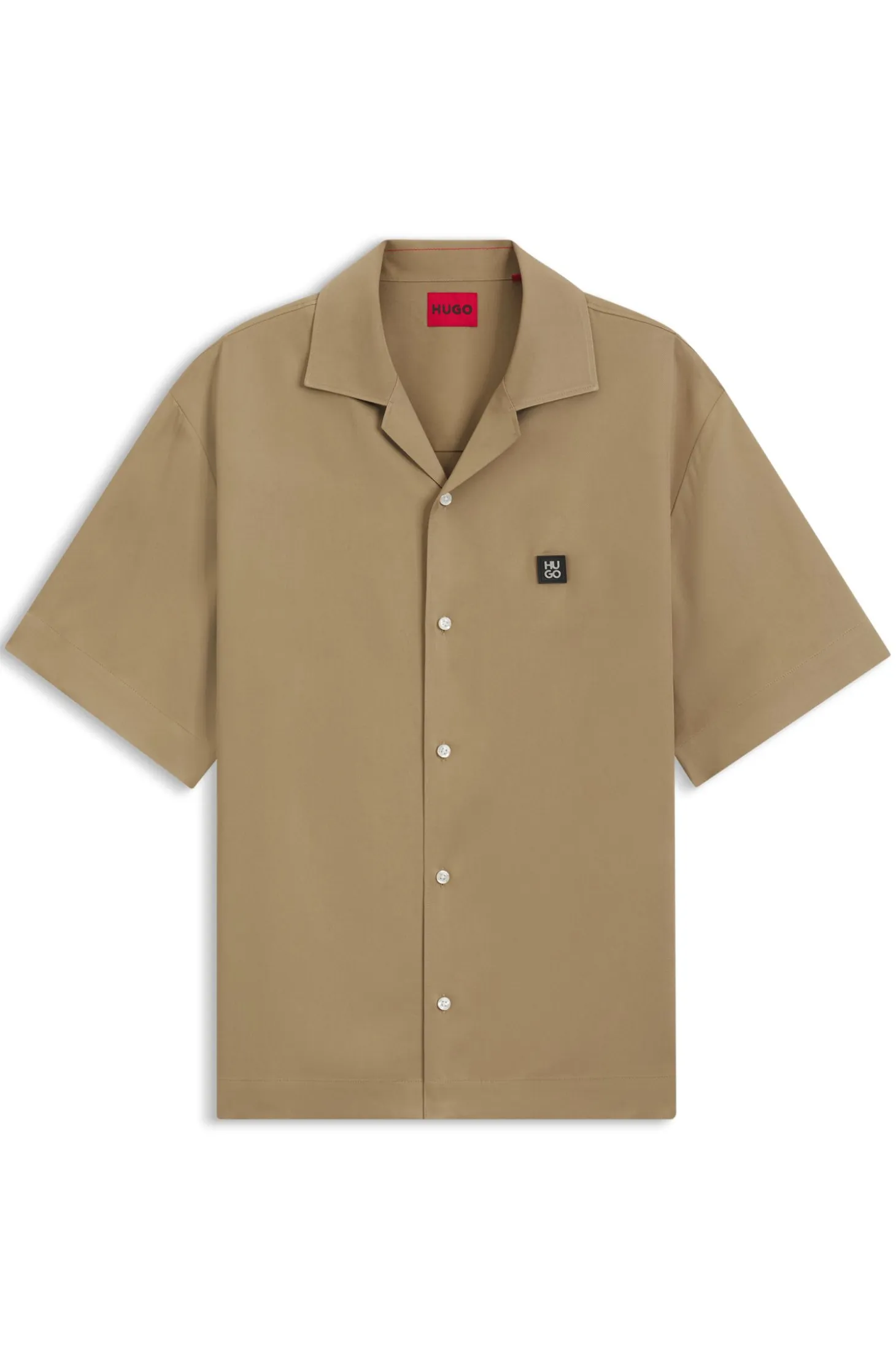 Oversized-fit shirt with stacked-logo trim