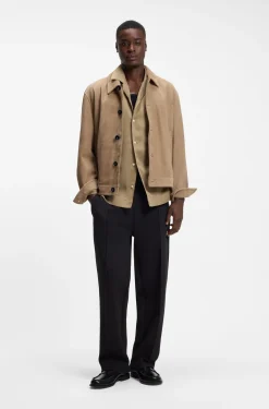 Oversized-fit shirt with stacked-logo trim