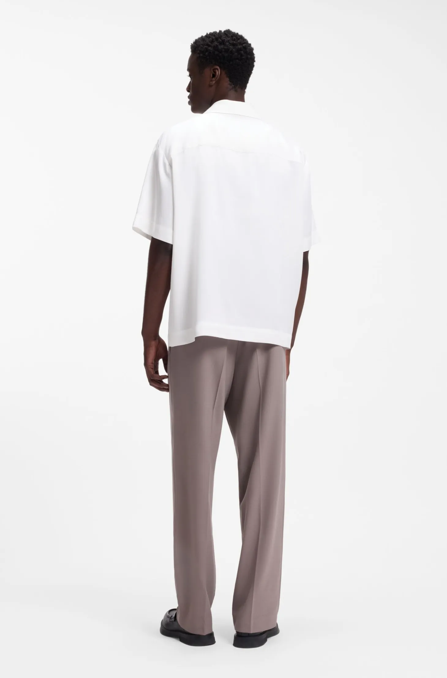 Oversized-fit shirt with stacked-logo trim