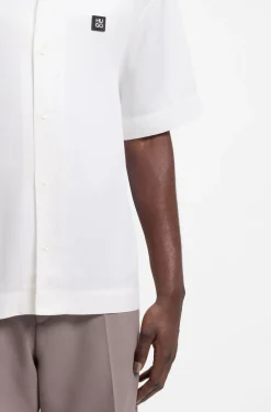 Oversized-fit shirt with stacked-logo trim