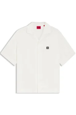 Oversized-fit shirt with stacked-logo trim