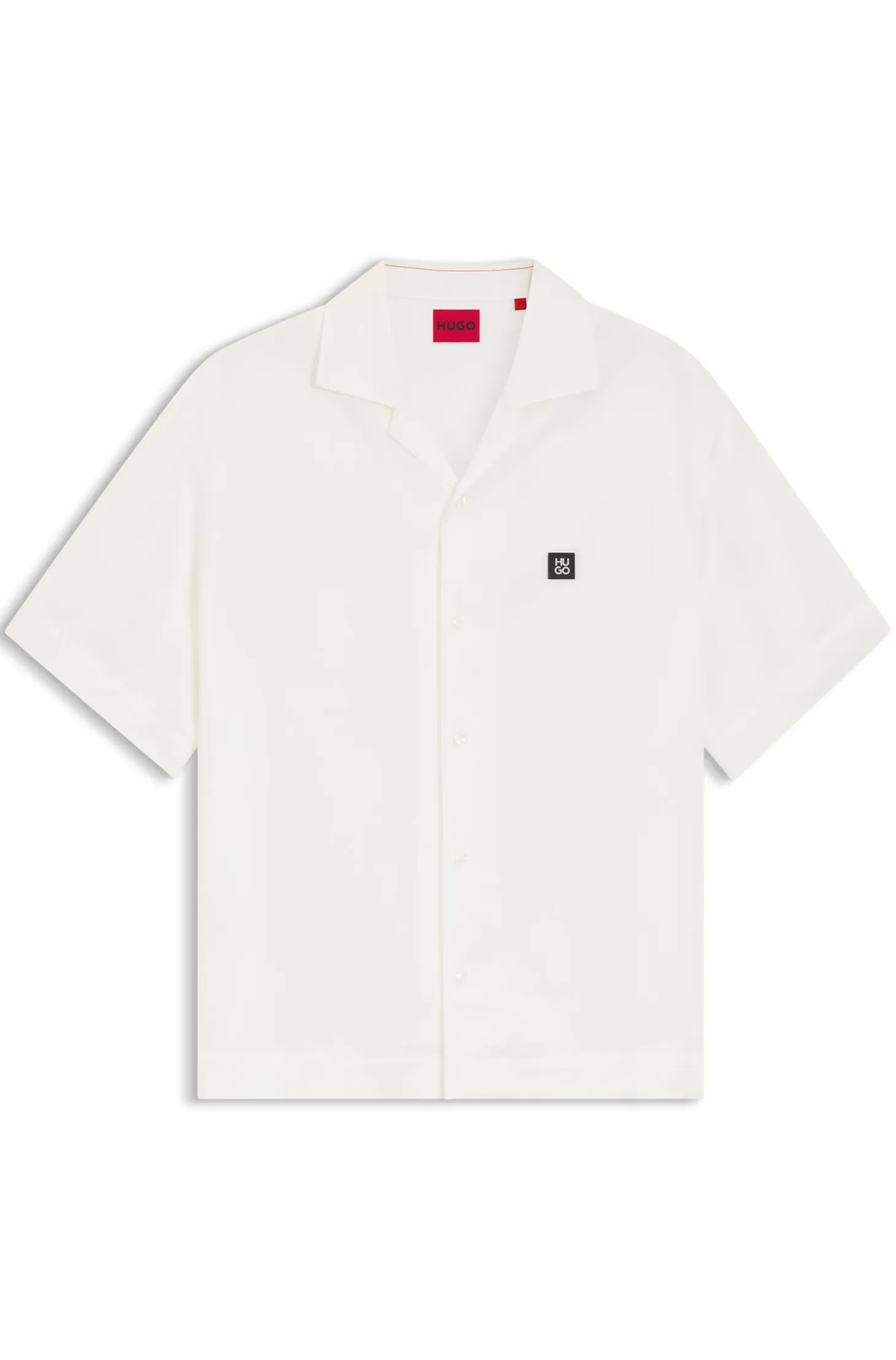 Oversized-fit shirt with stacked-logo trim