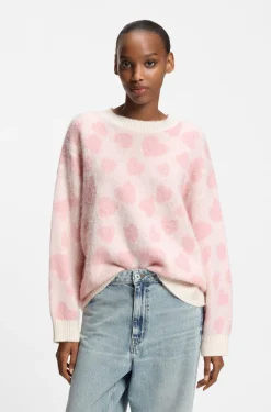 Oversized-fit sweater with heart jacquard
