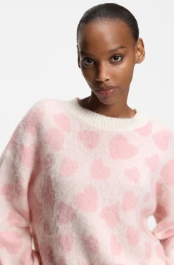 Oversized-fit sweater with heart jacquard