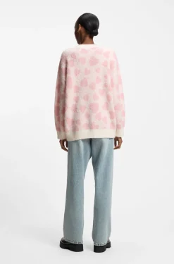 Oversized-fit sweater with heart jacquard