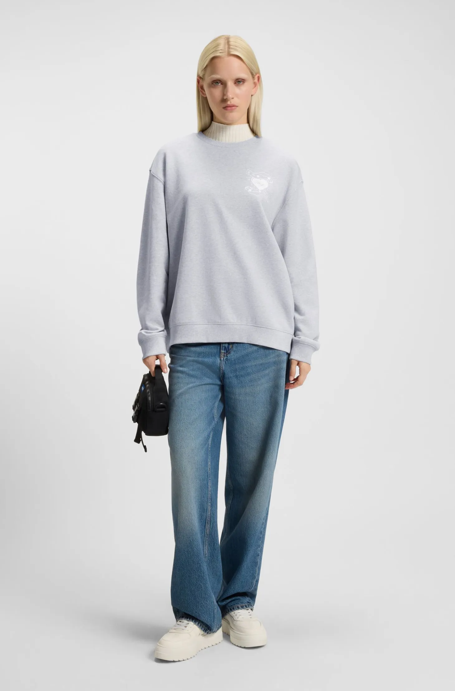 Oversized-fit sweatshirt in cotton terry with logo artwork
