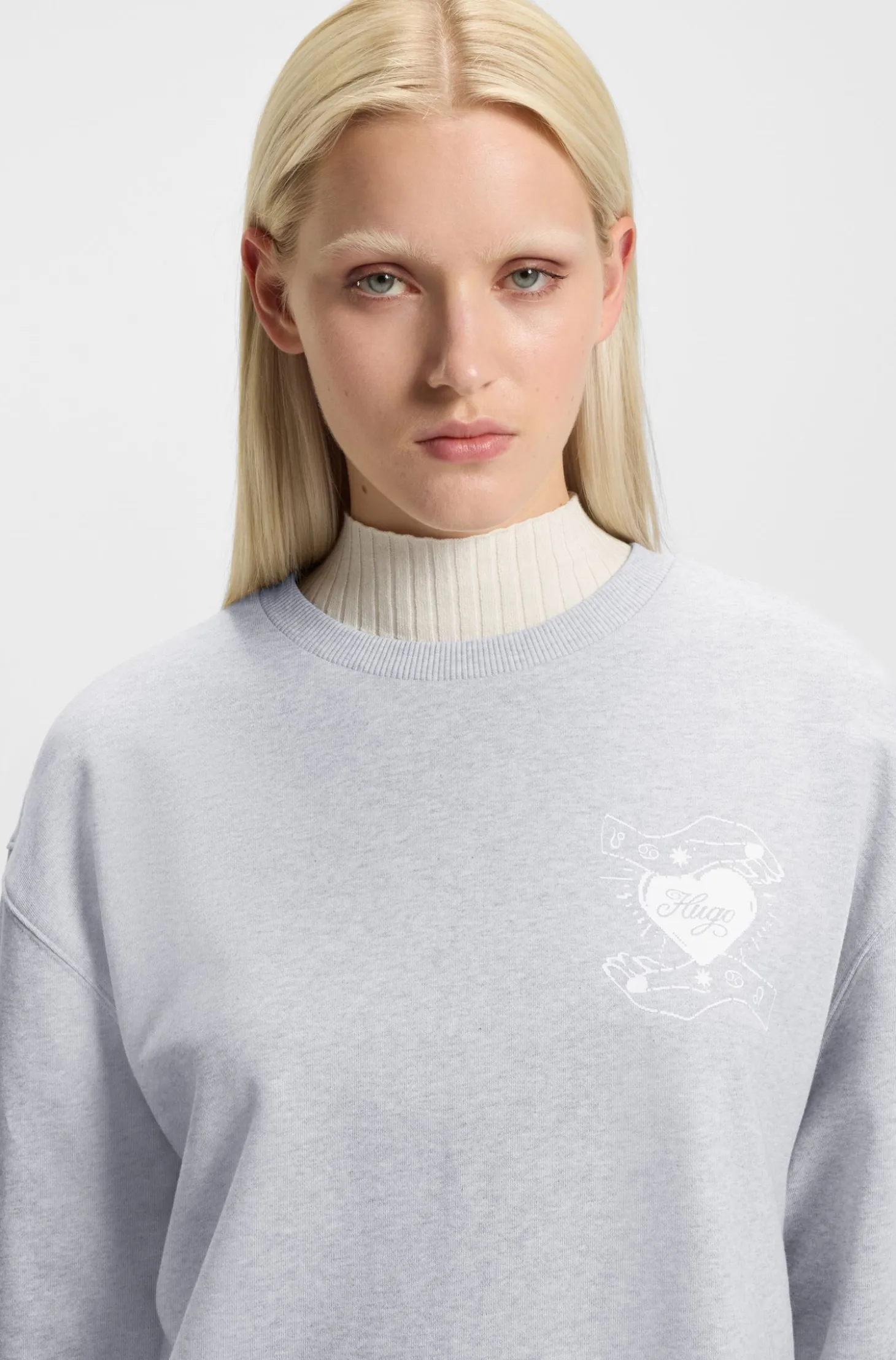 Oversized-fit sweatshirt in cotton terry with logo artwork