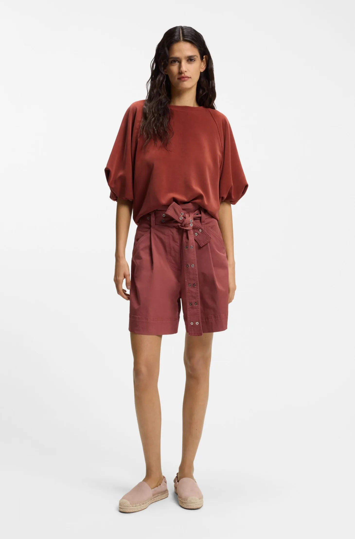 Oversized-fit sweatshirt with short balloon sleeves