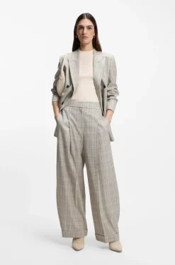 Oversized-fit trousers in checked stretch wool