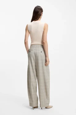 Oversized-fit trousers in checked stretch wool