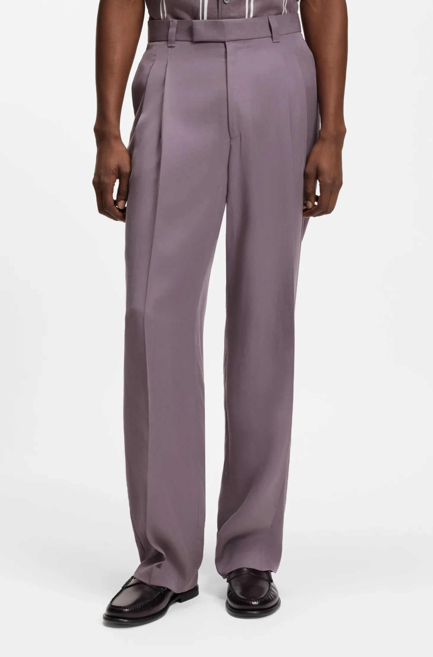 Oversized-fit trousers in draped twill