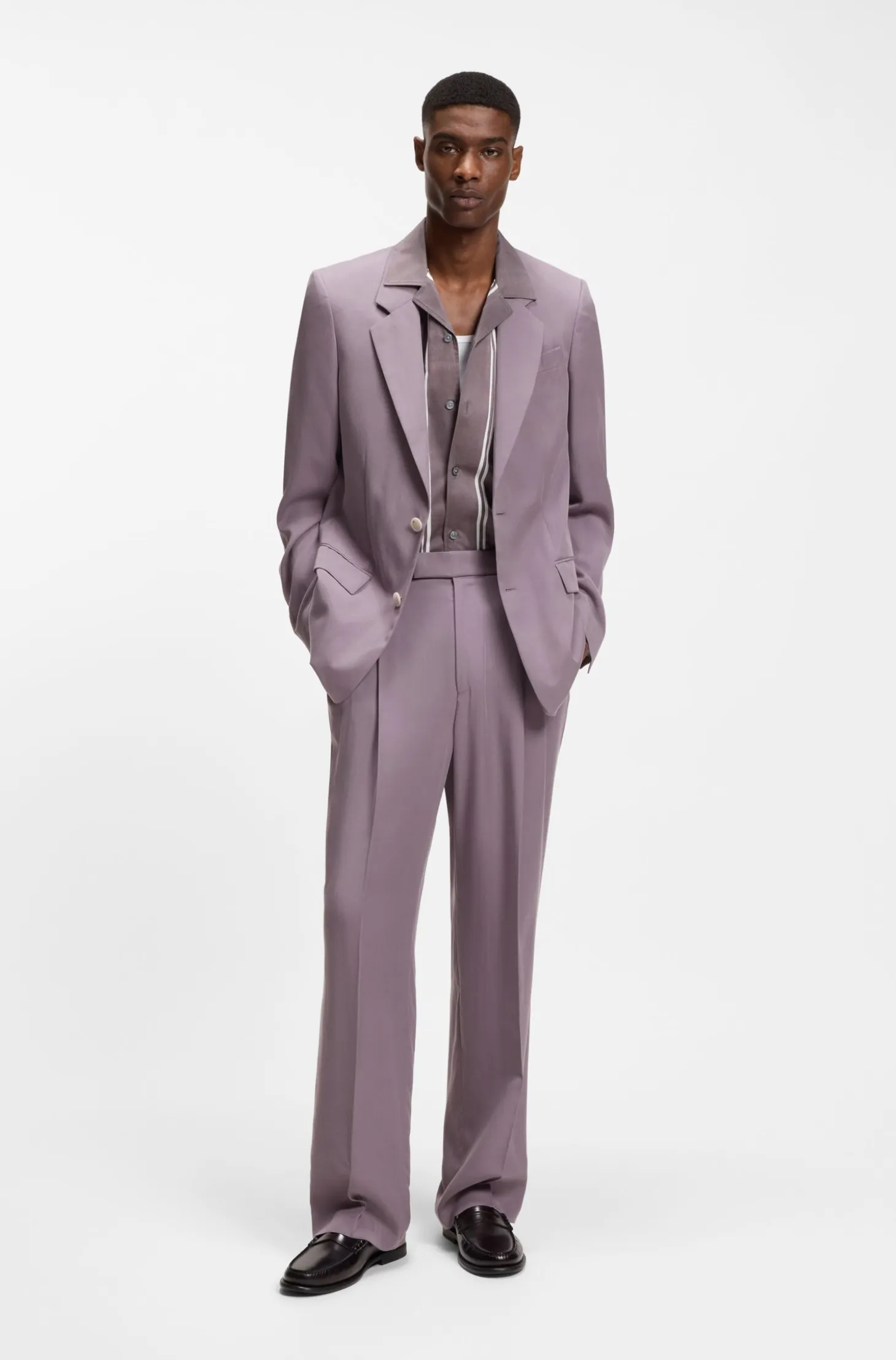Oversized-fit trousers in draped twill