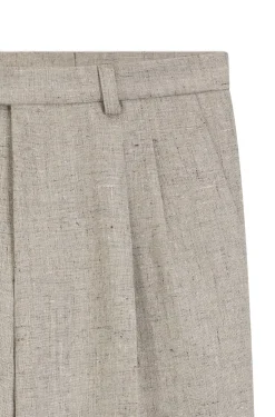 Oversized-fit trousers in micro-patterned fabric with linen