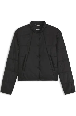 Packable jacket in lustrous water-repellent fabric