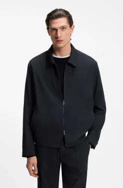 Packable relaxed-fit overshirt in a washable wool blend