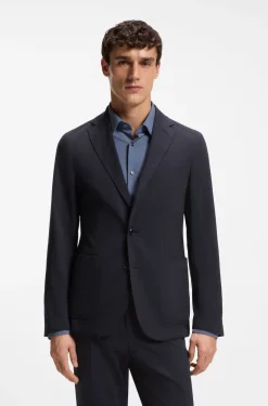 Packable slim-fit blazer in a washable wool blend