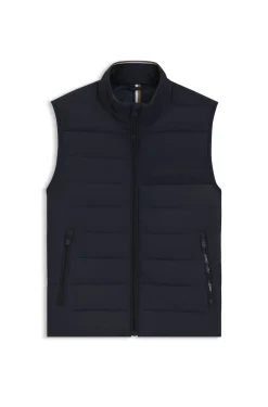 Padded gilet with a protective stand collar