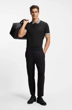 Paddy polo shirt in stretch cotton with moisture management