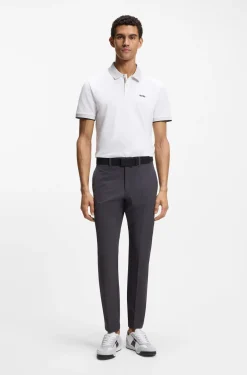 Paddy polo shirt in stretch cotton with moisture management