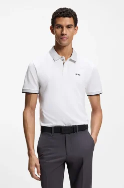Paddy polo shirt in stretch cotton with moisture management