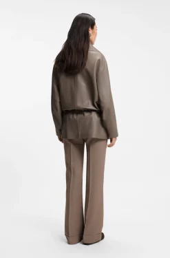 Parka-style jacket in leather