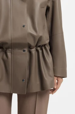 Parka-style jacket in leather
