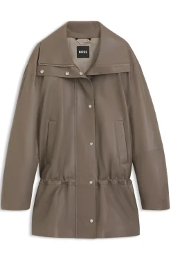 Parka-style jacket in leather