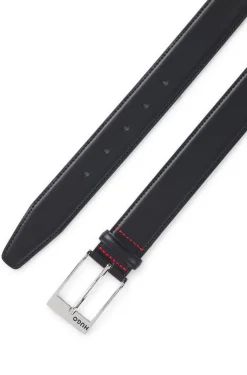 Patent-leather belt with red lining