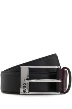 Patent-leather belt with red lining