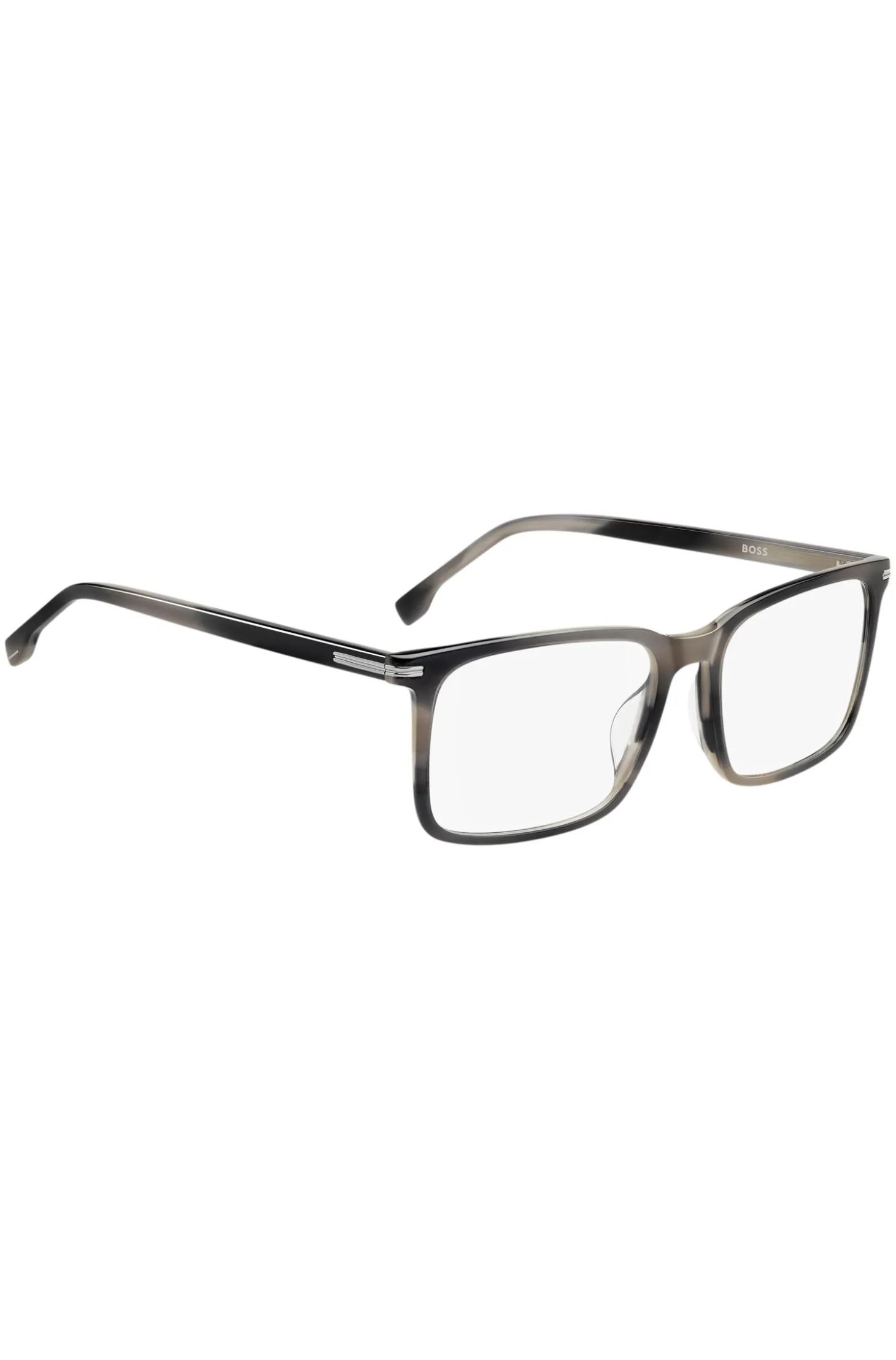 Patterned-acetate optical frames with silver-tone trims