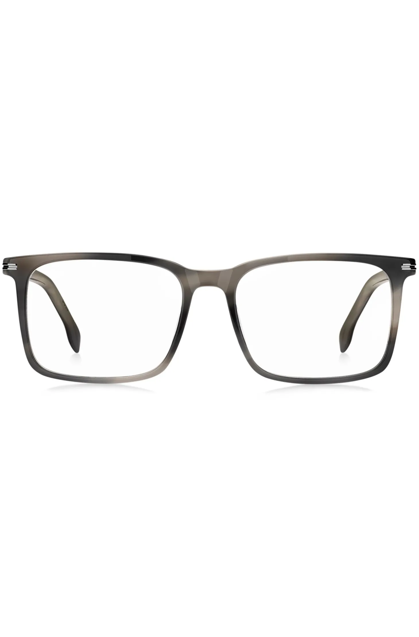 Patterned-acetate optical frames with silver-tone trims