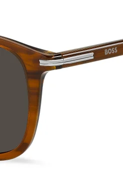 Patterned-acetate sunglasses with temple stripe