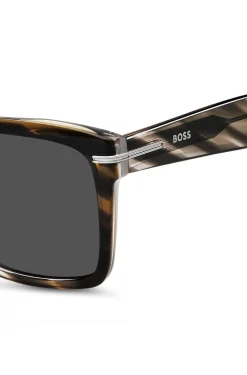 Patterned-acetate sunglasses with silver-tone trims