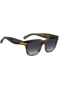 Patterned-acetate sunglasses with gold-tone trims