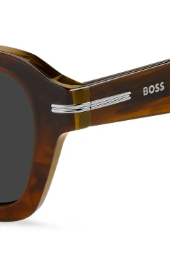 Patterned-acetate sunglasses with silver-tone trims